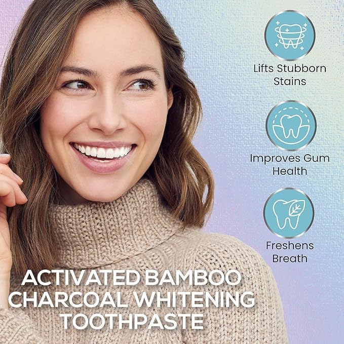 Venus Visage Activated Charcoal Toothpaste for Whitening, 3 Pack - Effective Teeth Whitening Toothpaste for Surface Stains - Peppermint Flavor (3.7 oz/105 g)