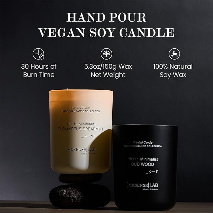 M&SENSE Natural Soy Candle| Bamboo Stream | 5.3 oz | Minimalist Scented Candle for Relaxation, Gifting, Home Décor | for Bedroom, Office, Party Small