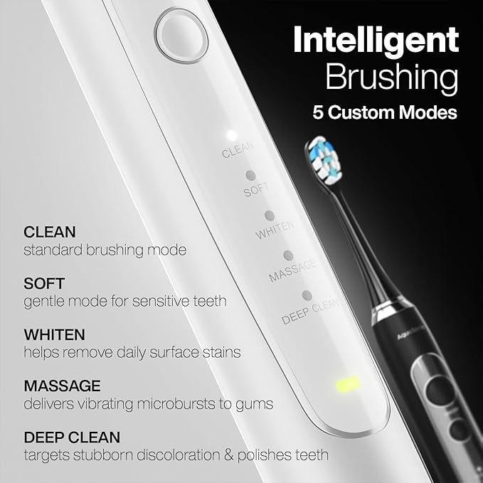 Aquasonic Duo PRO – Ultra Whitening 40,000 VPM Electric ToothBrushes – ADA Accepted - 5 Modes with Smart Timers - UV Sanitizing & Wireless Charging Base - 10 Proflex Brush Heads & 2 Travel Cases