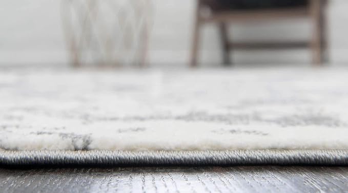 Unique Loom Rosso Collection Vintage, Geometric, Bohemian, Traditional, Distressed, Southwestern Area Rug, 2' 7" x 10' 0", Light Gray/Ivory