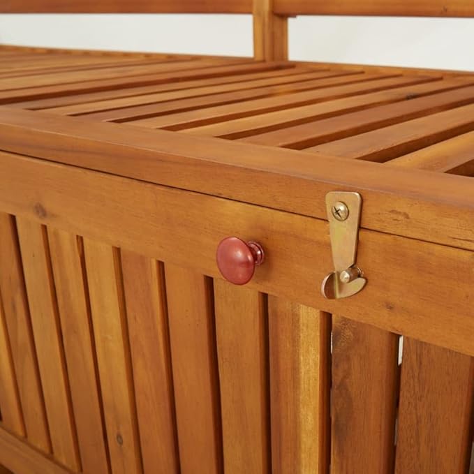 vidaXL Stable Solid Acacia Wood Storage Bench - Weather-Resistant Wooden Patio Furniture with Ample Storage Space & Comfortable Seating