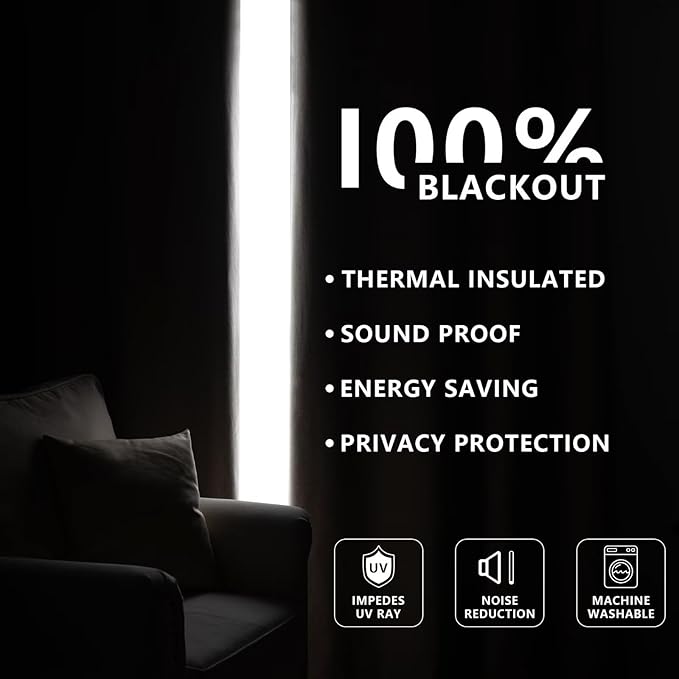 Blackout Curtains Customsize 1 Panel, 100% Blackout Textured Thermal Curtains, Grommet Privacy Light Blocking Drapes for Living Room Bedroom Luxury Decor(Customsize, Beige)