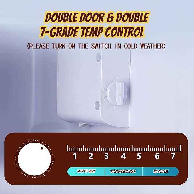 2.4 Cu.ft Mini Fridge with Freezer Compact Fridge Refrigerator Dual Door Small Fridge Senven Temp Gear Removable Shelves Dark Grey