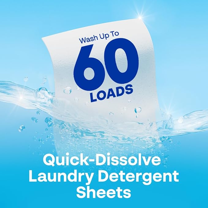 Earth Breeze Laundry Detergent Sheets Fresh Scent - 180 Loads Eco Liquidless Soap - Travel-Friendly for Hot & Cold Cycles, Tackles Tough Stains & Odors - Gentle on Skin, 90 Ct (3 Pack)