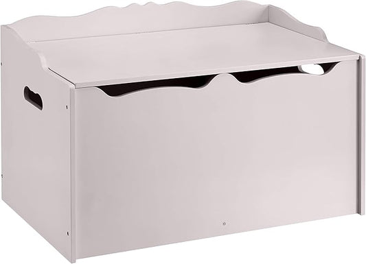 Amazon Basics Kids Toy Box, Wooden Organizer Storage Chest, Gray, 30" x 18" x 19"