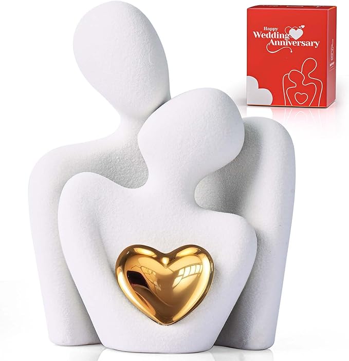 XMGZQ Mini Couple Statue Tv Stand Decor Items for Living Room Home Decor,Bedroom Decor for Couples Sculpture for Anniversary Wedding,Love Gifts for Couples 2025,Knick Knacks for Shelves
