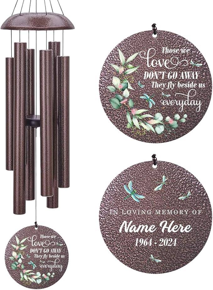 Sympathy Wind Chimes, Personalized Wind Chime for Loss of Loved Ones, Memorial Gifts Wind Chimes, Metal Sympathy Bereavement Condolences Gifts for Funeral (36inch)