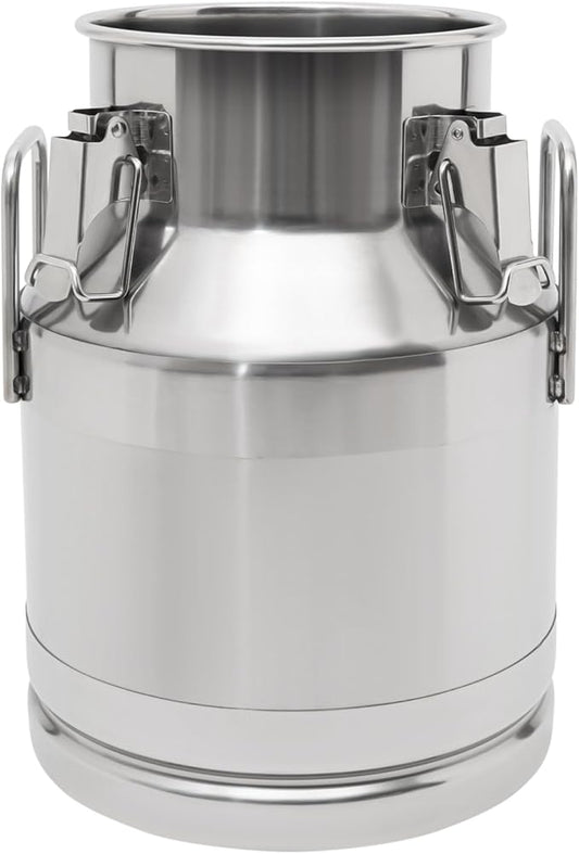 201 Food-Grade Stainless Steel Ice Bucket with Lid, 10L/2.64Gal Good Sealing Storage Canister Milk Bucket Milk Can for Coffee, Tea, Water, Milk, Soup