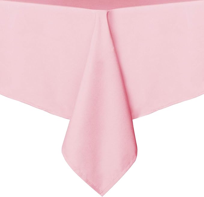 sancua Rectangle Tablecloth - 60 x 120 Inch - Stain and Wrinkle Resistant Washable Polyester Table Cloth, Decorative Fabric Table Cover for Dining Tables, Buffet Parties and Camping, Pink