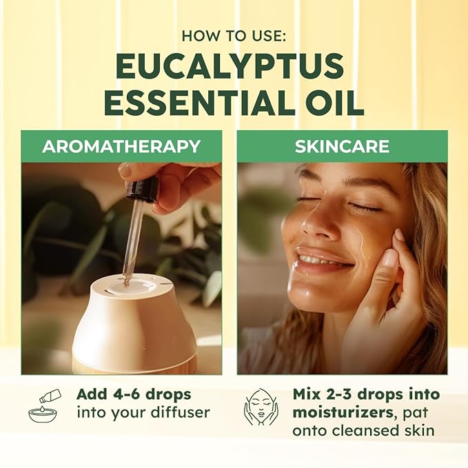 KUKKA essential oils 100% Pure & Natural Eucalyptus Essential Oil for Diffuser, Humidifier, Skin, Hair & Soap Making DIY(4 Fl Oz/118 ml)