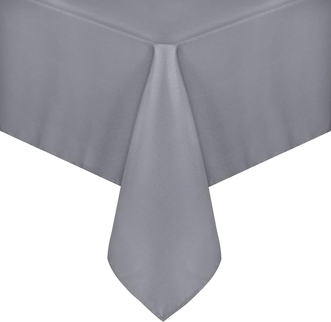 sancua Rectangle Tablecloth - 60 x 84 Inch - Stain and Wrinkle Resistant Washable Polyester Table Cloth, Decorative Fabric Table Cover for Dining Tables, Buffet Parties and Camping, Light Grey
