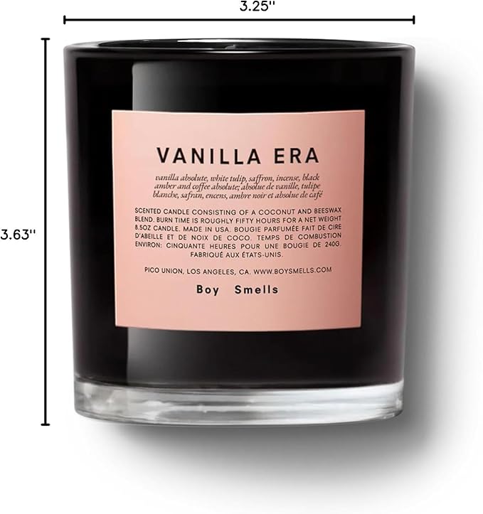 Boy Smells - Vanilla Era Scented Candles for Men and Women - 8.5 oz - Soy, Coconut Wax Candle Blend - Aromatic Candles for Home with Black Amber, Coffee, Incense - 50-Hour Burn - Cotton Wick