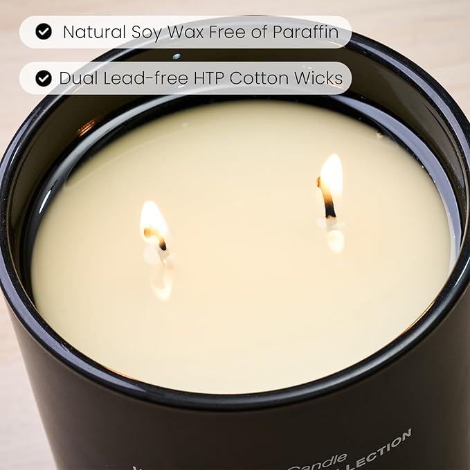M&SENSE Natural Soy Candle| Vanilla Sandalwood | 16.6 oz, 95H Burn | Minimalist Scented Candle for Relaxation, Gifting, Home Décor | for Bedroom, Office, Party Large