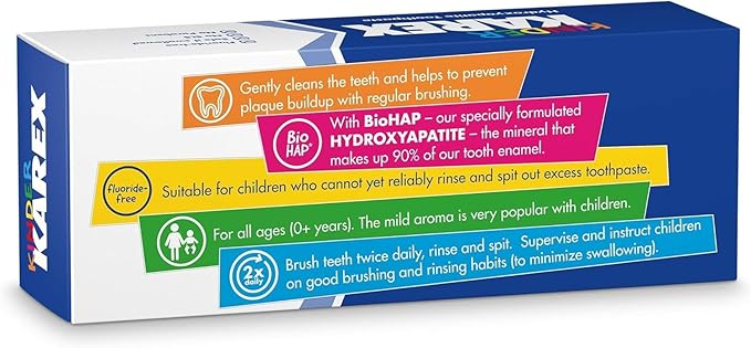 Kinder Karex Hydroxyapatite Kids Toddler Toothpaste 2.3 Ounce (Pack of 6), Fluoride Free
