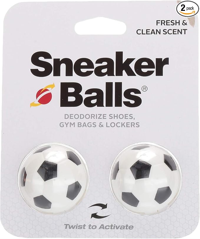 Sneaker Balls Odor-Fighting Shoe Fresheners, Eliminates Unpleasant Smells, Perfect For Sneakers, Gym Bags, Gear Bags, Drawers, Lockers, And More!, Soccer, 2 Pack