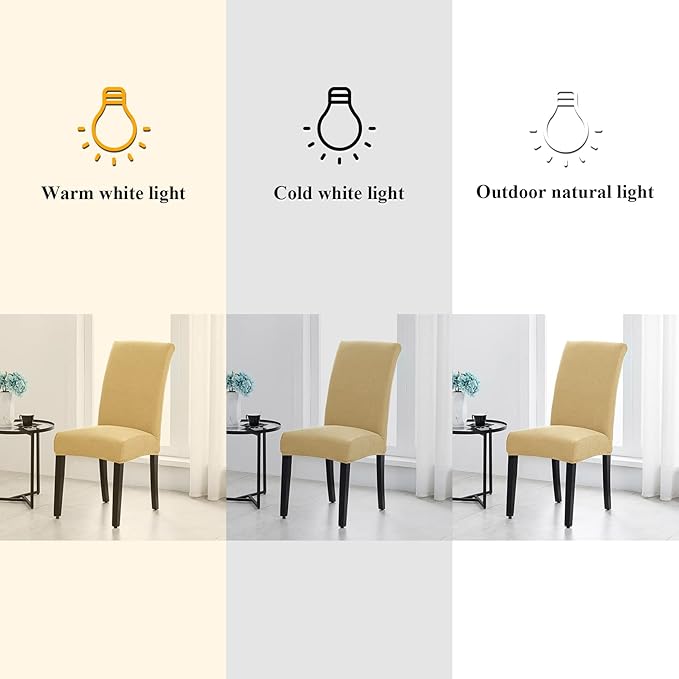 Joccun Chair Covers for Dining Room Set of 2,Dining Chair Slipcovers Stretch Dining Room Chair Covers Seat Protector,Washable Parsons Chair Cover for Home,Hotel(Parmesan,2 Pack)