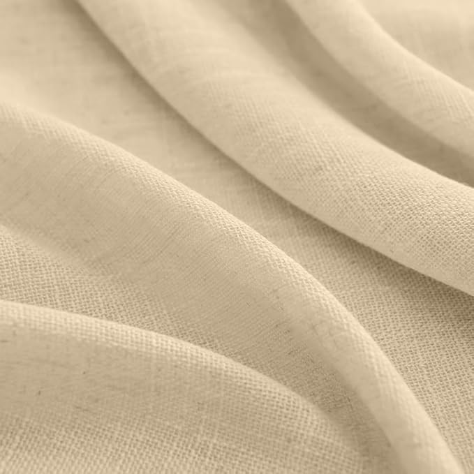 Joydeco Linen Curtains 90 Inch Length 2 Panels Set for Bedroom, Light Filtering Drapes for Living Room,Linen Blend Curtains 52 Inches Wide with Rod Pockets Back Tab (W52 x L90 Inch, Natural)