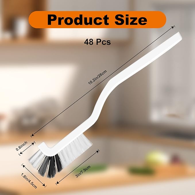 Rtteri 48 Pcs Kitchen Scrub Brush Bulk Plastic Sink Bathroom Cleaning Edge Corner Brush for Household Bottle Dish Tile Lines Window Track Crevice with Stiff Bristle