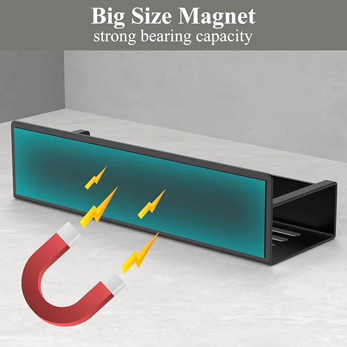 6 Pack Magnetic Spice Rack Organizer for Refrigerator and Oven, Black Fridge Organizers and Storage for Kitchen