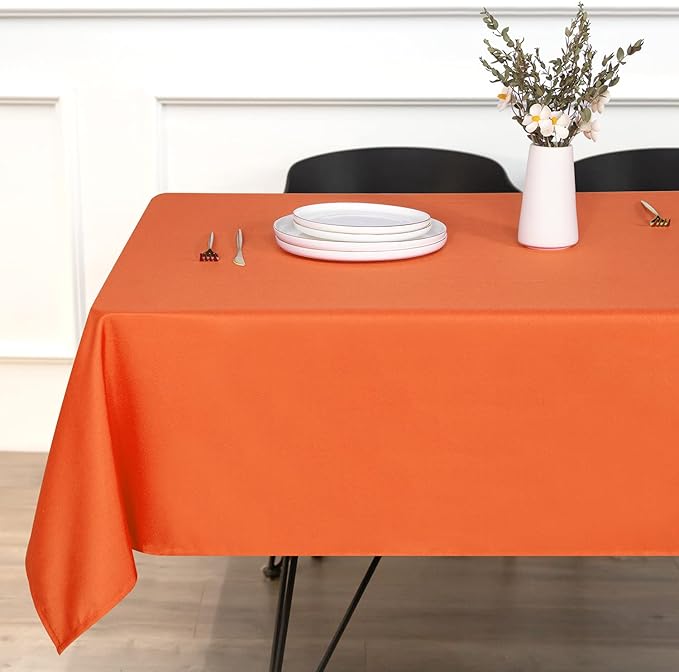 sancua Square Tablecloth - 70 x 70 Inch - Stain and Wrinkle Resistant Washable Polyester Table Cloth, Decorative Fabric Table Cover for Dining Tables, Buffet Parties and Camping, Orange