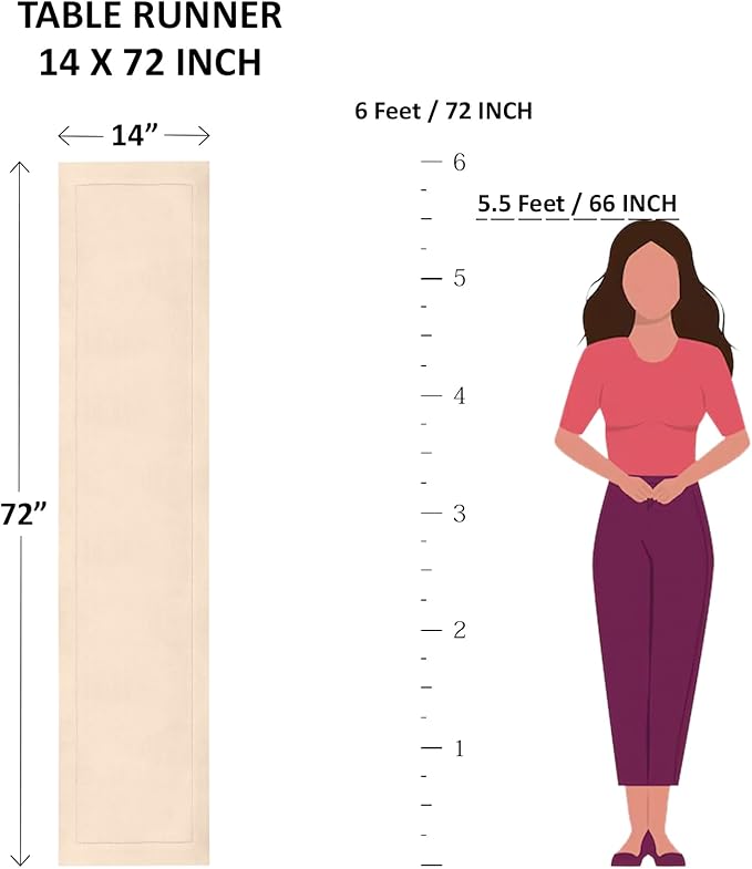 Solino Home Linen Table Runner 72 Inches Long - 100% Pure Linen Silver Cloud Dining Table Runner 14 x 72 Inch for Fall, Autumn, Thanksgiving - Fete