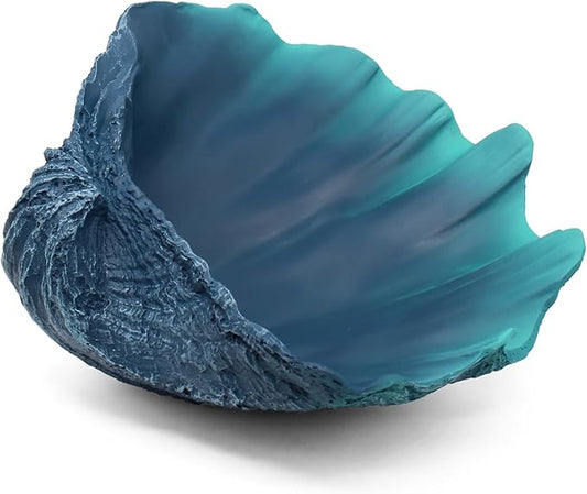 Extra Large Clam Shells Decorative Bowl-Caribbean Blue Sea Shells Decorative Storage Bowls for Coastal Beach theme house table centerpiece decorations & Nautical decor for coffee table-12.4"-1PC
