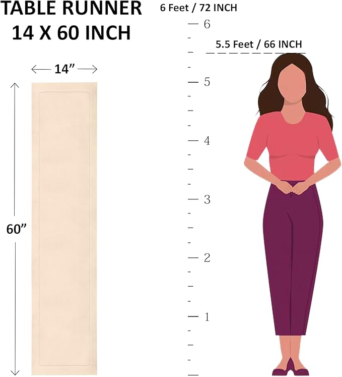 Solino Home Linen Ice Water Table Runner 60 Inches - 100% Pure Linen Farmhouse Short Table Runner 14 x 60 Inch Ideal for Dresser and Coffee Tables - Fete