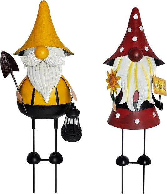 HONGLAND Metal Gnome Yard Art -18 Inch Metal Gnome Statue Garden Decor -3D Garden Outdoor Decorations -Christmas Holiday Lawn Patio Yard Garden Decor