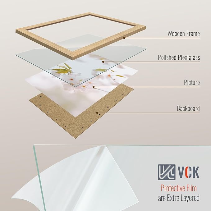 VCK 14x24 Oak Wood Frame for Picture, Natural Solid Wood Photo Frames 3 Pack, Wall Gallery Frame