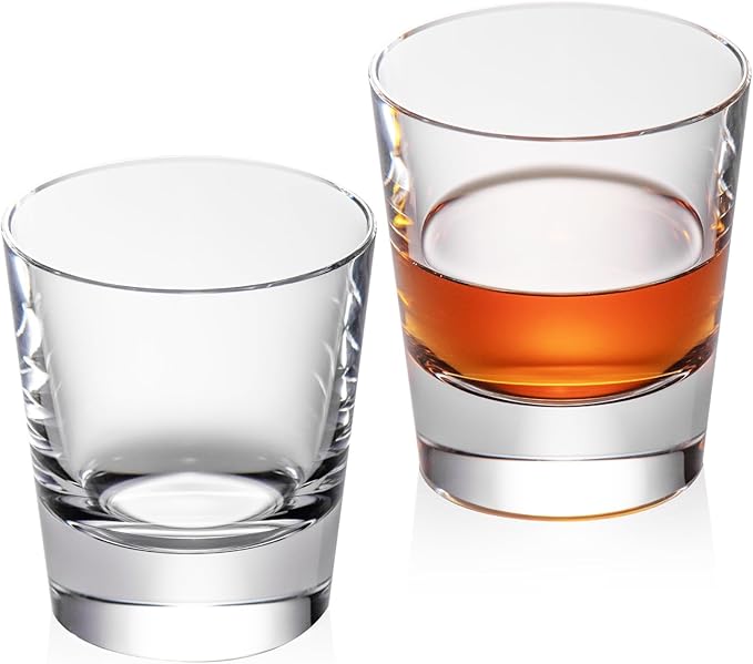 KAMMAK Crystal Whiskey Glasses Set of 2, Hand Blown 8.79oz Old Fashioned Glasses Stemless, Luxury Handcrafted Cocktail Glasses, Scotch Cup for Women, Men Gift for Rocks, Bourbon, Bar Barware