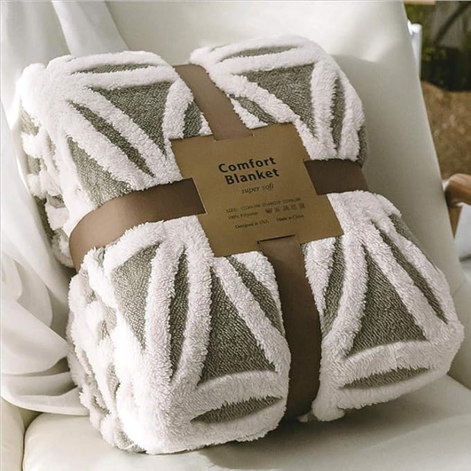 UKELER Grey Flannel Sherpa Throw 60''×50'' Soft Plush Flannel Blanket Throws for Bed/Couch/Sofa/Office/Camping