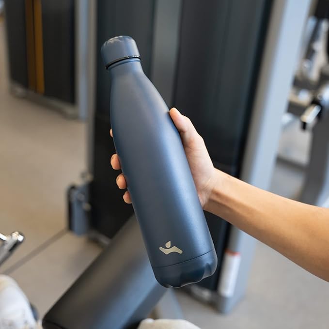 Insulated Water Bottles,12 oz Double Wall Stainless Steel Vacumm Metal Flask for Sports Travel, Navy Blue