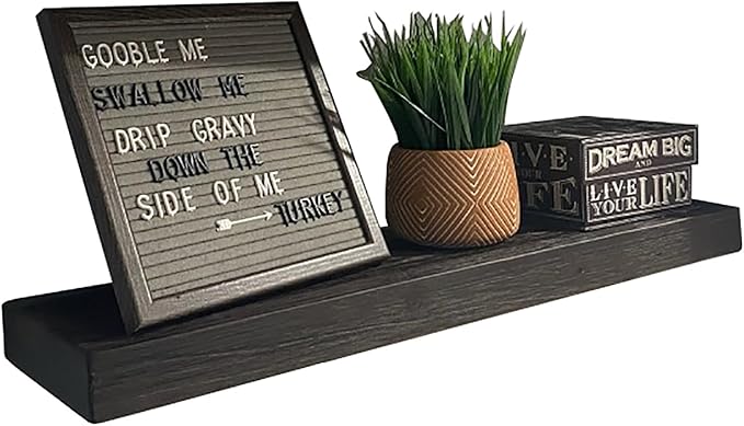 joelsantiques 36 Inch Wooden Floating Shelves for Wall - 36x6x2 in - Made of Natural Wood - Long Heavy Duty Rustic Wall Shelves for Bedroom - Perfect for Living Room, Kitchen - Mocha