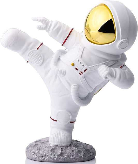 Astronaut Figurine,Astronaut Decor,Kung Fu Astronaut Figure Sculpture Spaceman Décor,Sculptures Home Décor,White Gold Shelf Decoration,Table Decor,Cute Mini Space Figure Ornament Decorative Astronaut