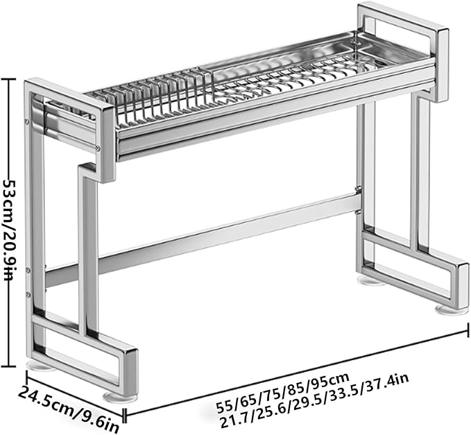 Kitchen Sink Rack Sink Above The Dish Drain Dish Washing Rack Stainless Steel Multifunctional Dish Storage Rack,Over The Sink Drying Rack for Dishes(1,95cm/37.4in)