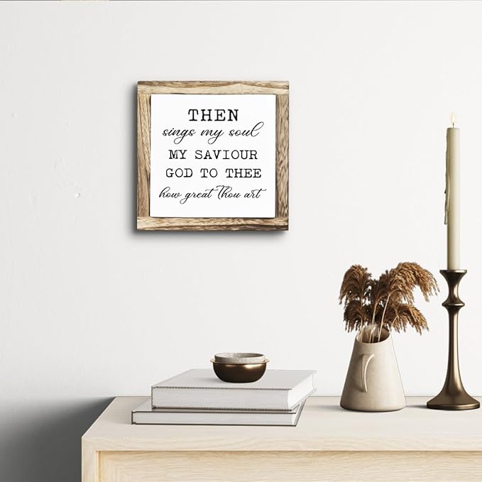 Rustic Wood Sign – ‘Sings My Soul’ Inspirational Wooden Plaque – Small Table or Shelf Decor, Spiritual Desk Sign, Wall Art for Home, Bedroom, Farmhouse Living Room, Motivational Quote, Home Decoration