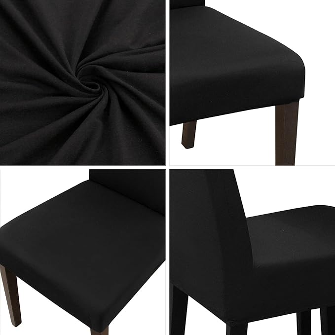 JQinHome 4 Pcs Dining Chair Slipcover, High Stretch Removable Washable Chair Seat Protector Cover for Home Party Hotel Wedding Ceremony