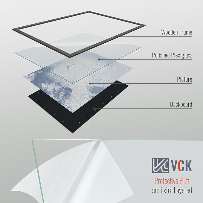 VCK 18x24 Frame Set of 3, Gray Solid Wood Poster Picture Frame, Exclusive Wood Grain, Wall Gallery Frame