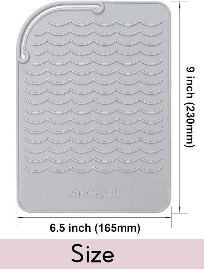 ANGENIL Heat Resistant Silicone Mat Suitable for Curling Iron, Flat Iron, Hot Tools,Safe and Heat-Resistant, Food Grade Silicone (9 "x 6.5")