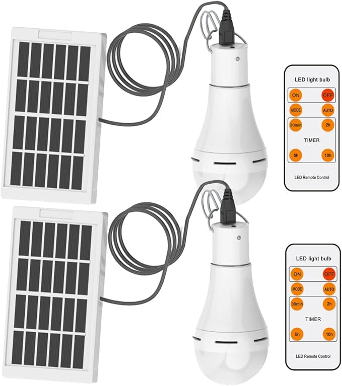 Solar Light Bulb Portable 350LM Solar Powered Camping Light Led Lantern Outdoor for Lamp Light Hiking Fishing Tent Indoor Shed Chicken Coop Hurricane Emergency with USB Chargeable