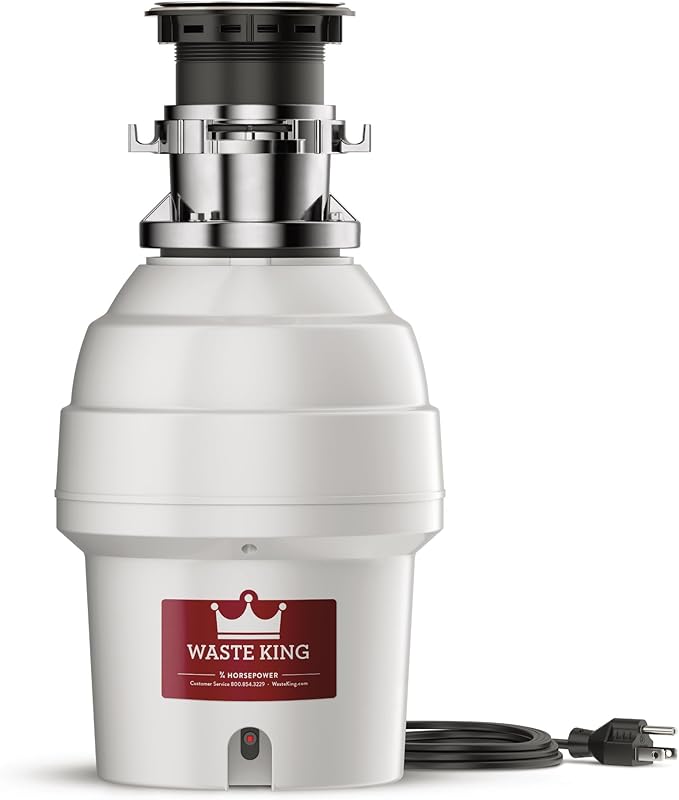Waste King Batch Feed Garbage Disposal for Kitchen Sink with Power Cord, L-5000TC