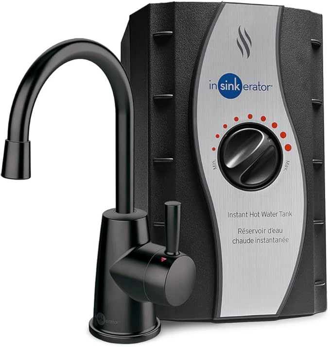 InSinkErator Stainless Steel Tank, H250MBLK-SS HOT250 System, Single-Handle Matte Black Faucet & F-2000S Premium Under Sink Water Filtration System for Instant Hot