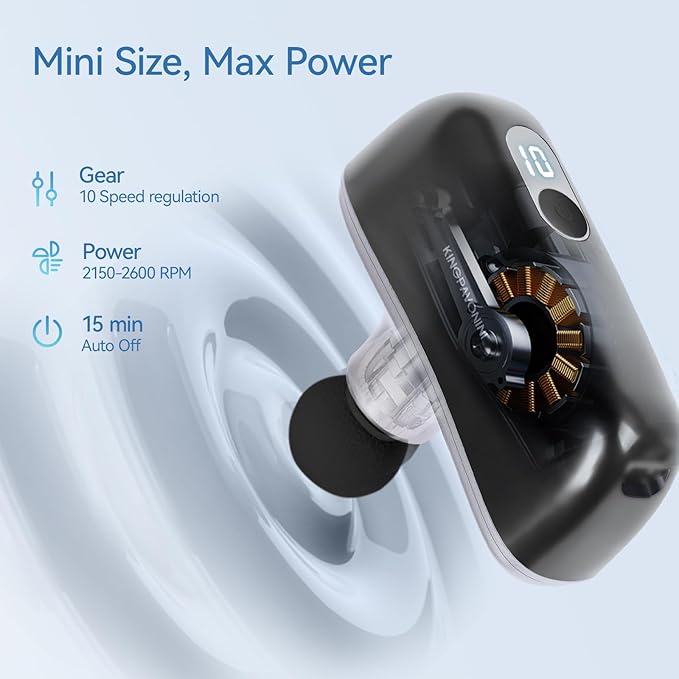 KingPavonini Mini Massage Gun with All-in-One Storage Case, FSA HSA Eligible, Pocket-Sized Small Massage Gun Deep Tissue, 0.5 lbs Portable Percussion Massager for Travel, Gym, Gift for Women Men