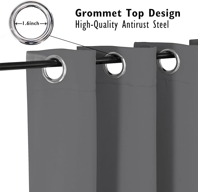ChrisDowa Blackout Curtains 84 inches Long for Bedroom - 2 Panels Set Grommet Thermal Insulated Room Darkening Curtains for Living Room (Grey, 42 x 84 Inch)