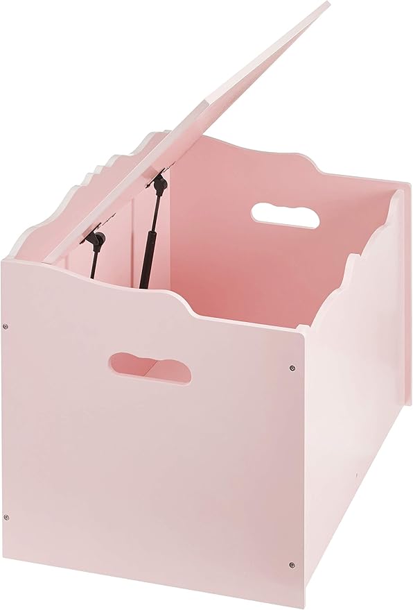 Amazon Basics Kids Toy Box, Wooden Organizer Storage Chest, Pink, 30" x 18" x 19"