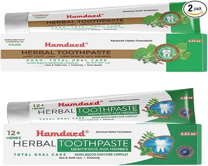 Hamdard Miswak Herbal & Paan Total Oral Care Toothpaste – 200g Each | Herbal Ayurvedic Toothpaste with Paan Flavor | Fluoride-Free | Gum Care, Fresh Breath & Natural Oral Hygiene