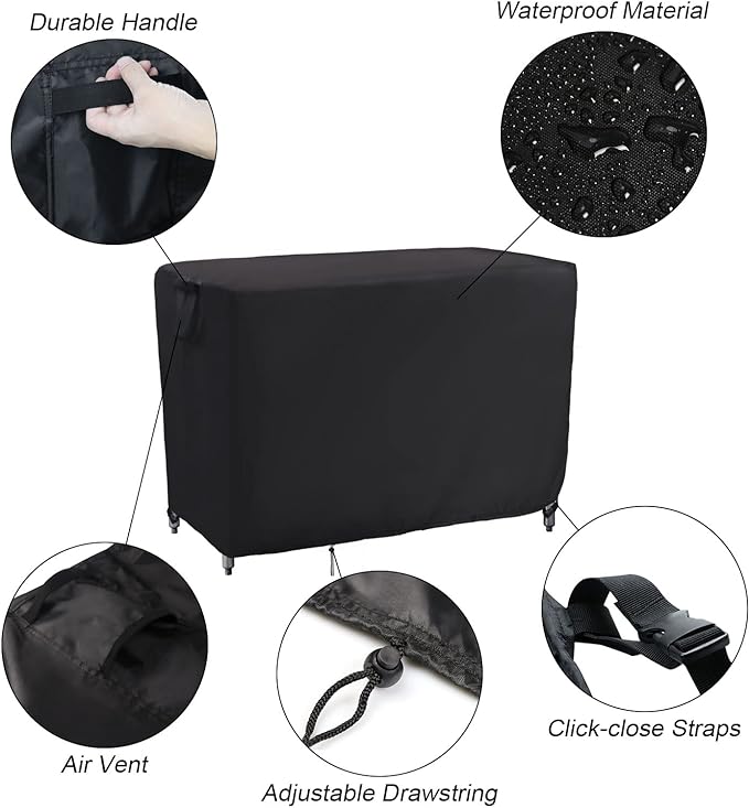 Kingling Outdoor Table Cover for Wicker Bar Cart, 48 Inch Waterproof Patio Bar Table Cover for Outdoor Beverage Serving Cart Covers - 48''L x 18''W x 36''H