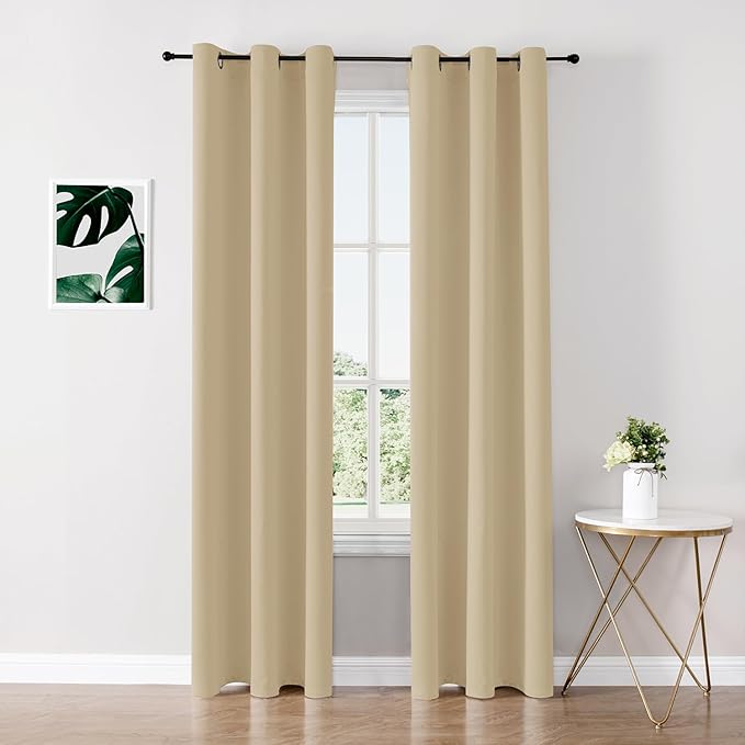 ChrisDowa Blackout Curtains 84 inches Long for Bedroom - 2 Panels Set Grommet Thermal Insulated Room Darkening Curtains for Living Room (Biscotti Beige, 42 x 84 Inch)