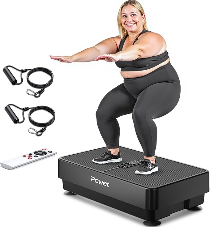 POWET Vibration Plate Exercise Machine, 99 Speed Levels with 5 Setting Modes, 400LBS Whole Body Workout Waver Vibration Plate for Lymphatic Drainage