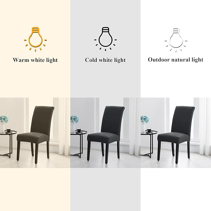 Joccun Chair Covers for Dining Room Set of 2,Dining Chair Slipcover Stretch Dining Room Chair Covers Seat Protector,Washable Parsons Chair Cover for Home,Banquet(Dark Gray,2 Pack)